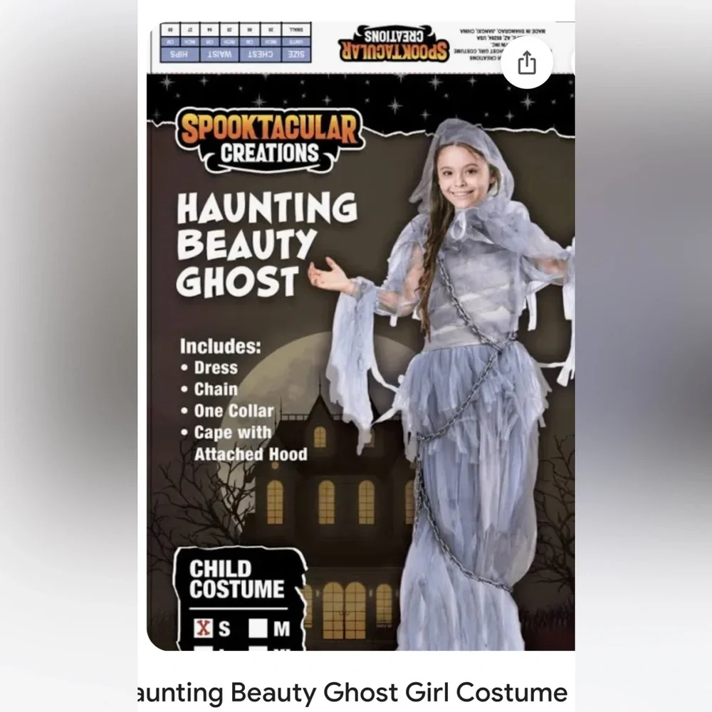 Kids Halloween Costume - Haunting Beauty Ghost Gray Tulle Dress Sz S (4-6)